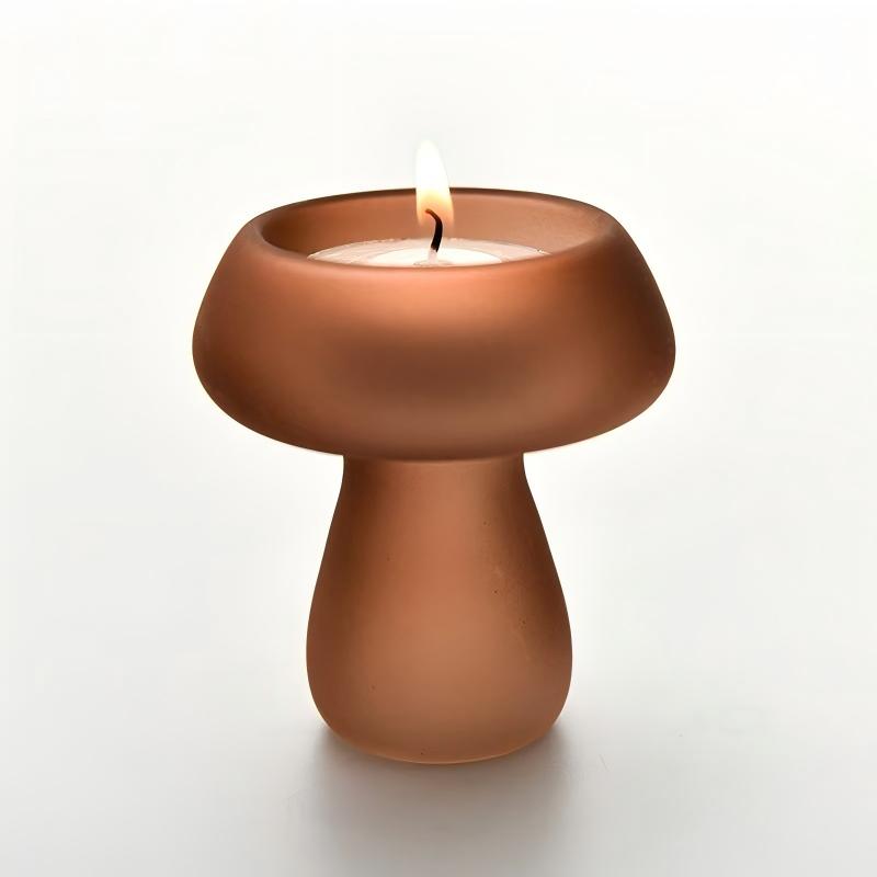Frosted Brown Mushroom Candlestick