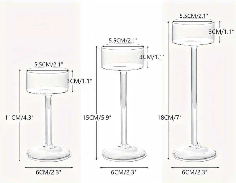 Transparent candlestick three-piece set